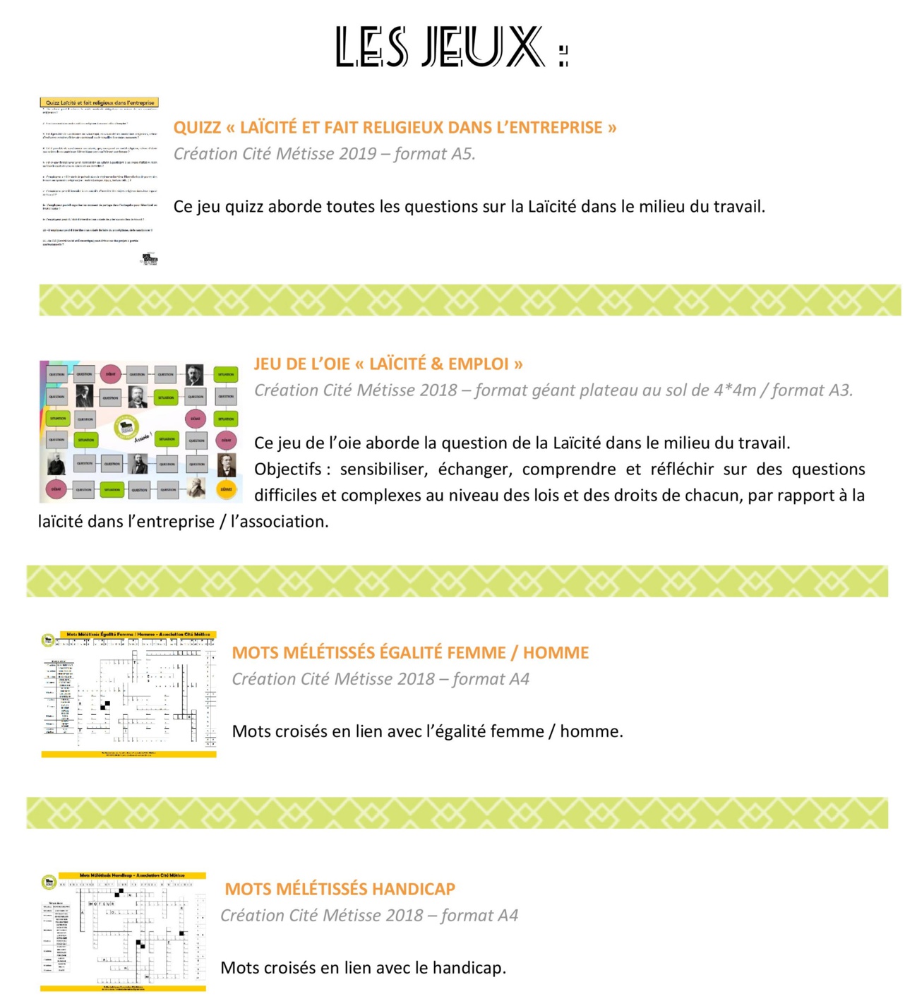 Sensibilisation ludique - Les jeux Sensibilisation ludique - Les jeux