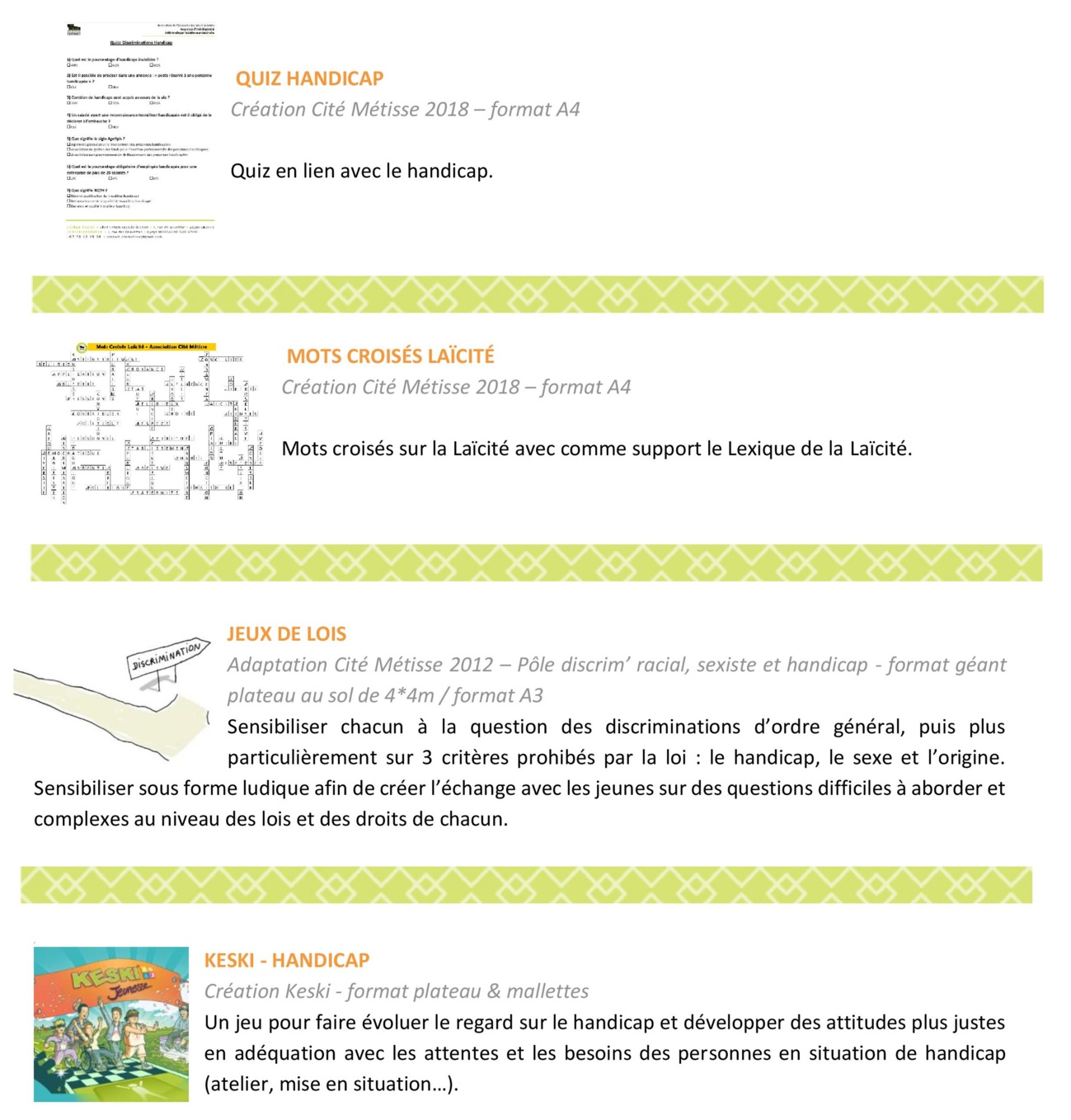 Sensibilisation ludique - Les jeux Sensibilisation ludique - Les jeux